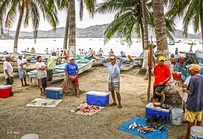  Fishermen prepare their catch of the day along the shores of Zihuatanejo Bay, where visitors can enjoy the freshest seafood directly from the source.