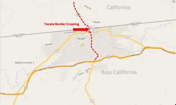 tecate border crossing map